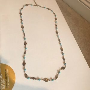Long gold and blue necklace